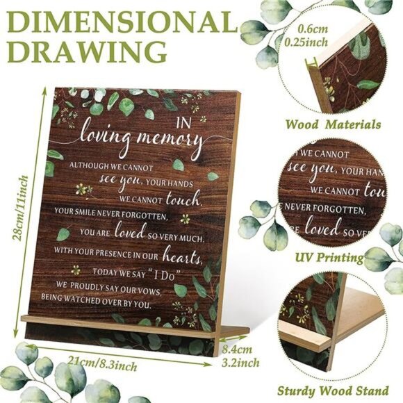 Memorial Table Sign for Wedding, Wedding Wooden Decorations for Reception - Picture 4 of 6